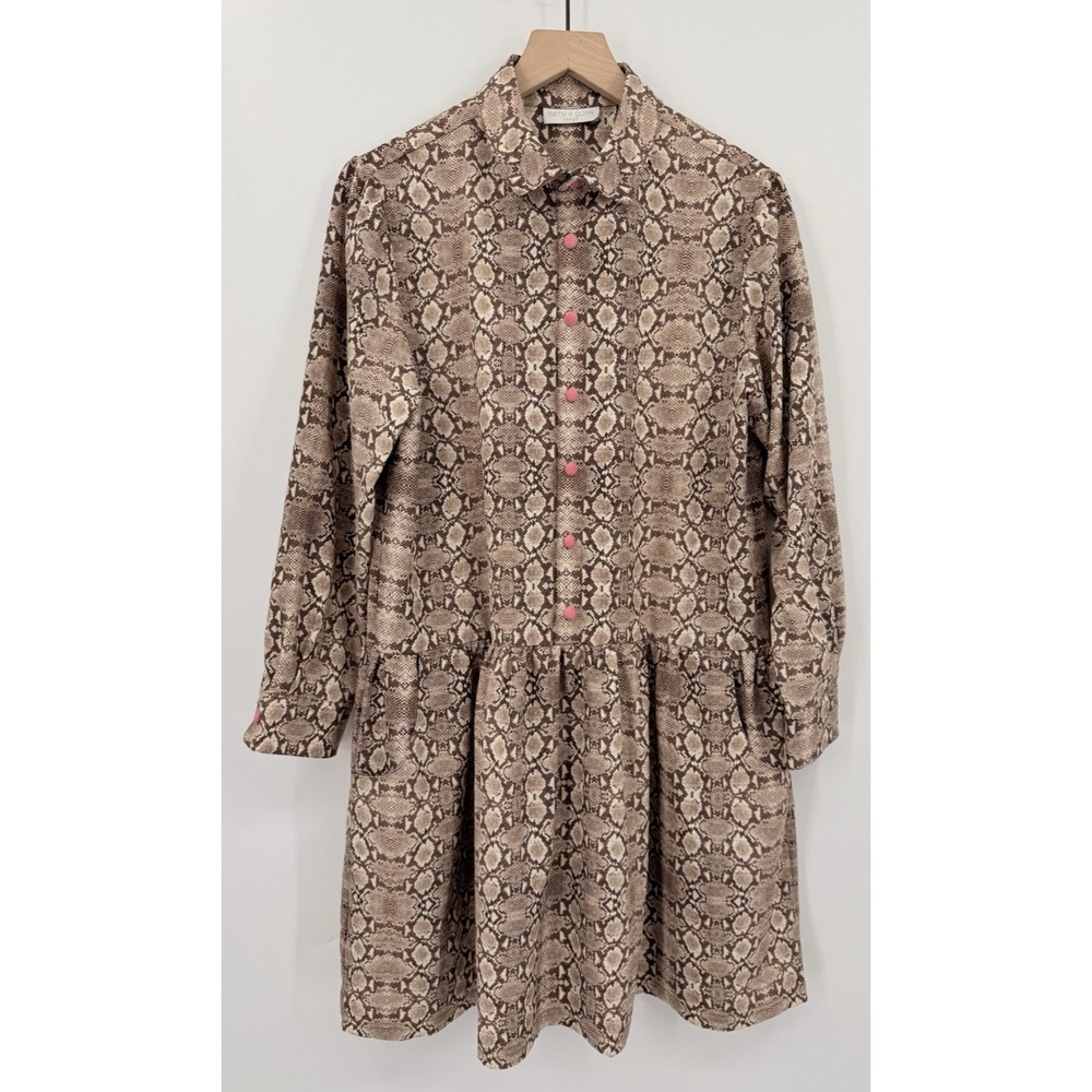 Smith‎ & Quinn Dress Womens Large Brown Pink Animal Print Preppy Boho Pockets